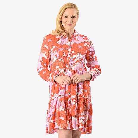 Closeout Deal Printed Tunic Top (Size 16) - Orange Purple