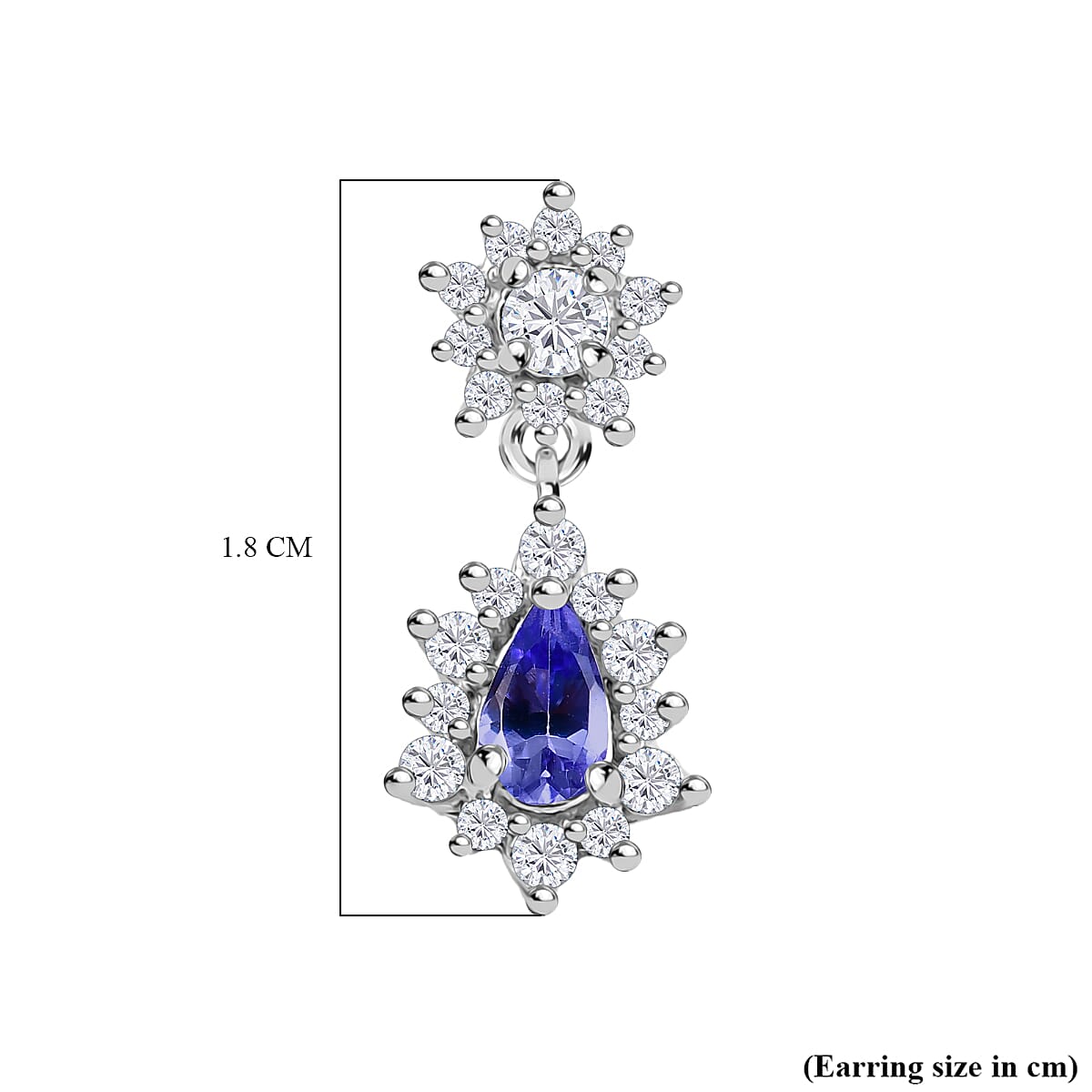 Tanzanite & White Zircon Dangling Earring with Push Back in Rhodium Overlay Sterling Silver 1.03 Ct. Tanzanite & White Zircon Dangling Earring with Push Back in Rhodium Overlay Sterling Silver 1.03 Ct.