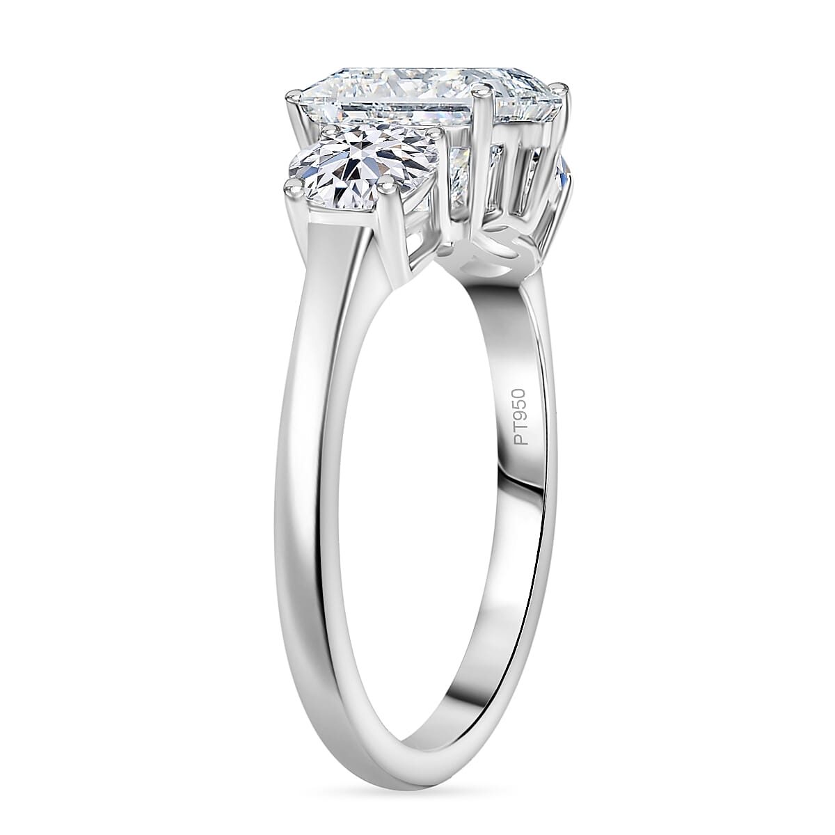 Luxuriant Diamond 950 Platinum IGI Certified Princess Cut Lab Grown Diamond (VS-E-F) Trilogy Ring 3.07 Ct.