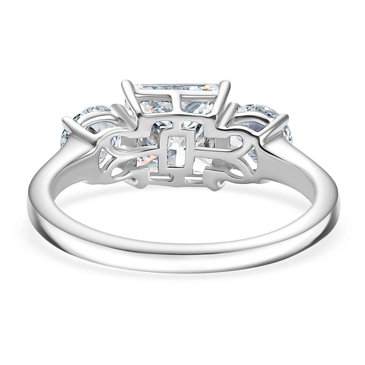 Luxuriant Diamond 950 Platinum IGI Certified Princess Cut Lab Grown Diamond (VS-E-F) Trilogy Ring 3.07 Ct.