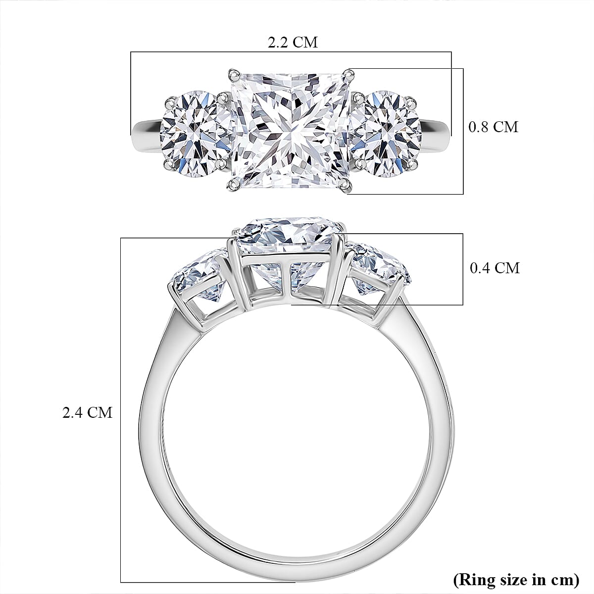 Luxuriant Diamond 950 Platinum IGI Certified Princess Cut Lab Grown Diamond (VS-E-F) Trilogy Ring 3.07 Ct.