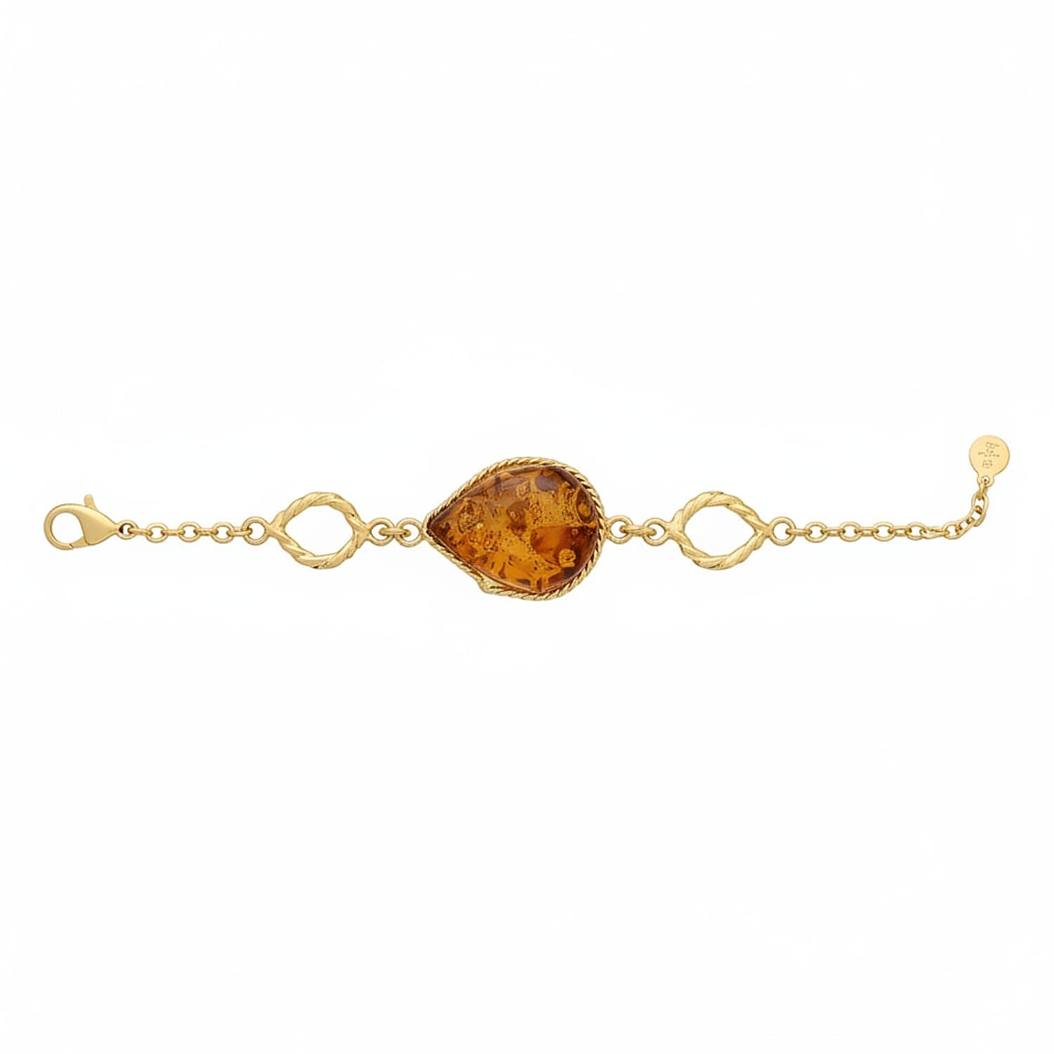 Amber Gold Overlay Bracelet (Size - 7 with Ext) Sterling Silver 25.00 Ct, Silver Wt. 15.00 Gms.