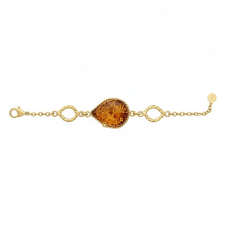 Amber Gold Overlay Bracelet (Size - 7 with Ext) Sterling Silver 25.00 Ct, Silver Wt. 15.00 Gms.