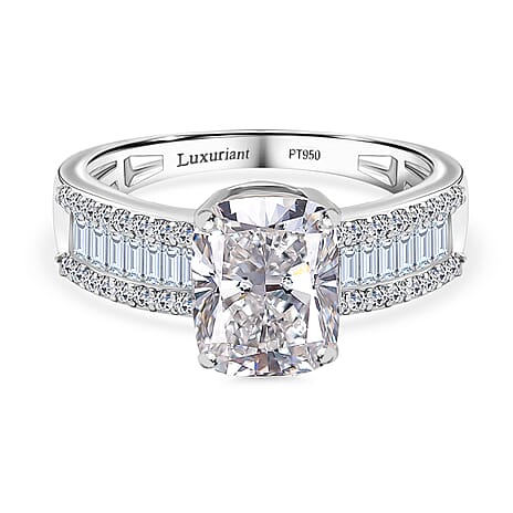 Luxuriant Diamond 950 Platinum IGI Certified Lab Grown Diamond (VS-E-F) Cushion Ring 2.29 Ct.