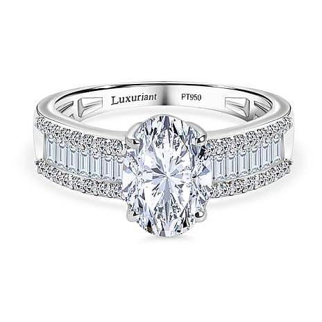 Luxuriant Diamond 950 Platinum IGI Certified Lab Grown Diamond (VS-1-F) Solitaire Diamond Oval Ring 2.32 Ct.