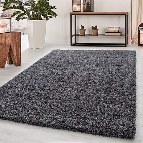 Classical Design Plain Shaggy Rug (Size 170x120 cm) - Dark Grey
