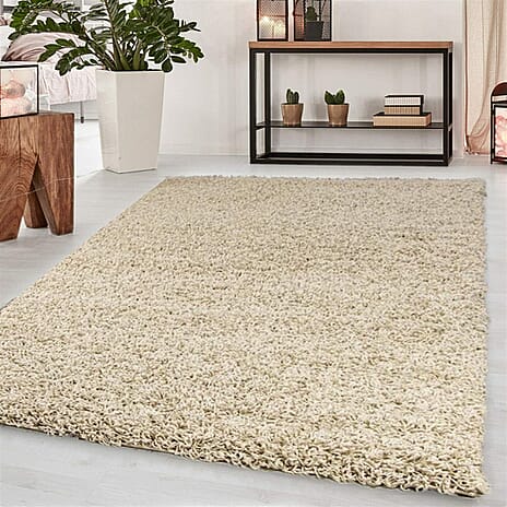 Classical Design Plain Shaggy Rug (Size 170x120 cm) - Cream