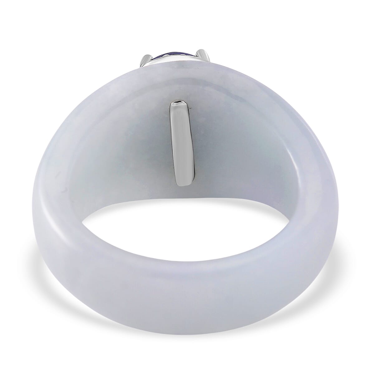 Kyanite, White Jade & White Zircon Ring in Rhodium Overlay Sterling Silver 25.61 Ct.