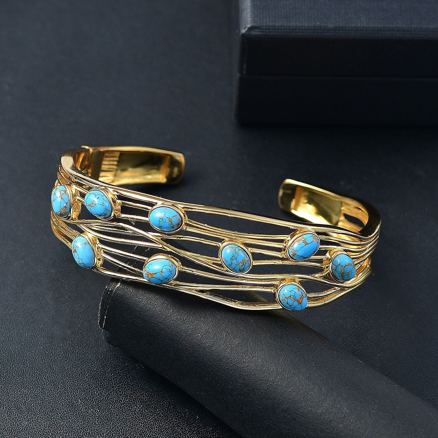 Tucson Find- Blue Turquoise Cuff Bangle (Size 7.5)  8.15 Ct.