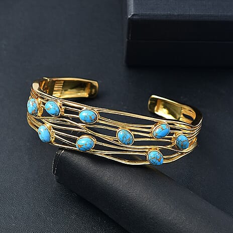 Tucson Find- Blue Turquoise Cuff Bangle (Size 7.5)  8.15 Ct.
