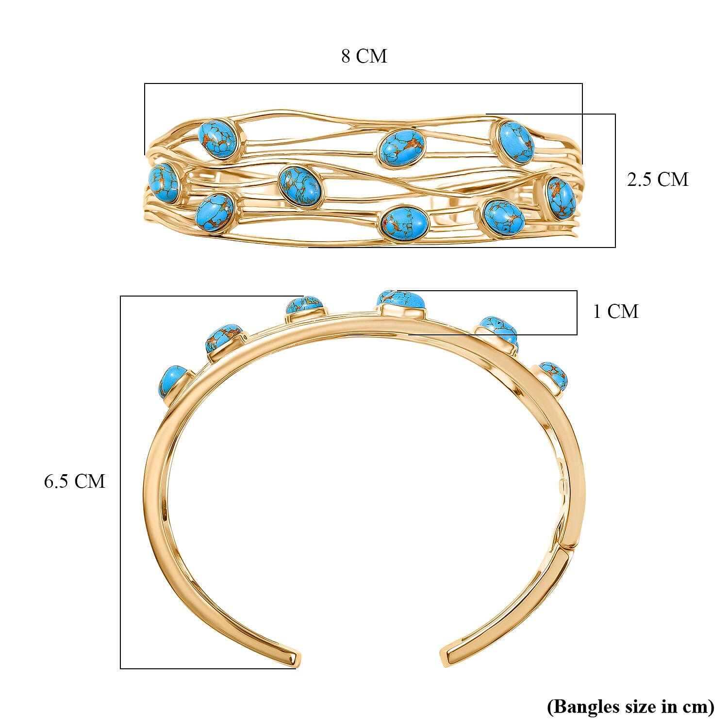Tucson Find- Blue Turquoise Cuff Bangle (Size 7.5)  8.15 Ct.
