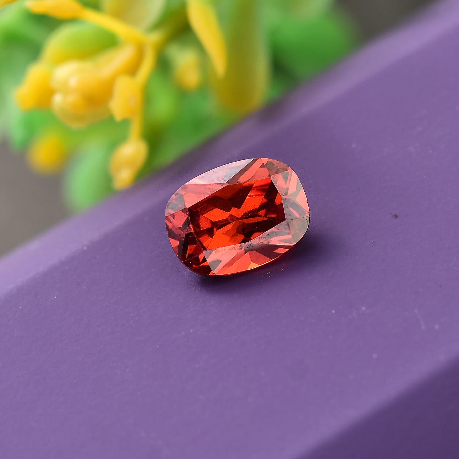 Garnet Cubic Zirconia Cushion Shape Gemstone 2.28 Ct.