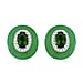 Green Jade, Natural Chrome Diopside & White Zircon Stud Push Post Earring in Rhodium Overlay Sterling Silver 7.65 Ct.