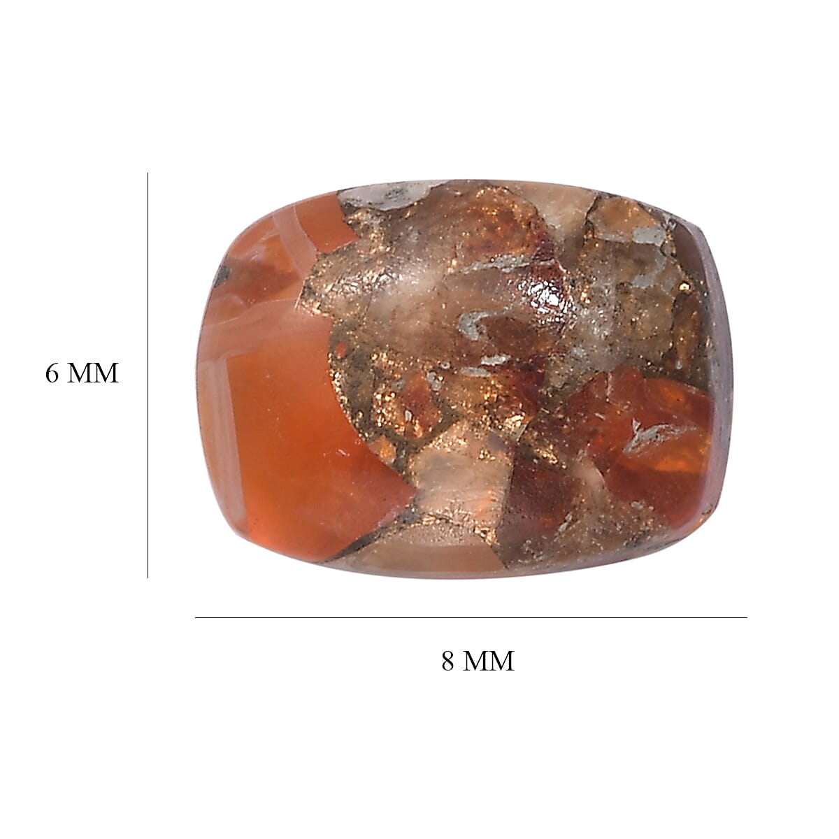 Fire Opal Matrix Cushion Shape Gemstone 1.21 Ct. - 8x6 mm Fire Opal Matrix Cushion Shape Gemstone 1.21 Ct. - 8x6 mm