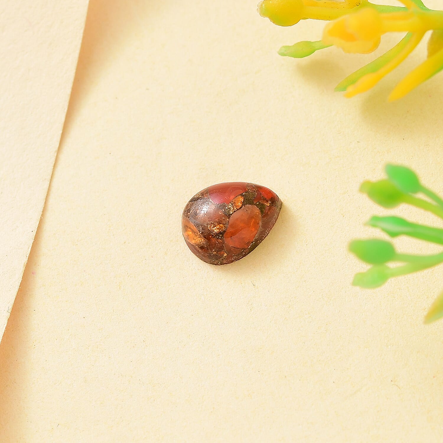 Fire Opal Matrix Pear Shape Gemstone 0.93 Ct. - 8x6 mm