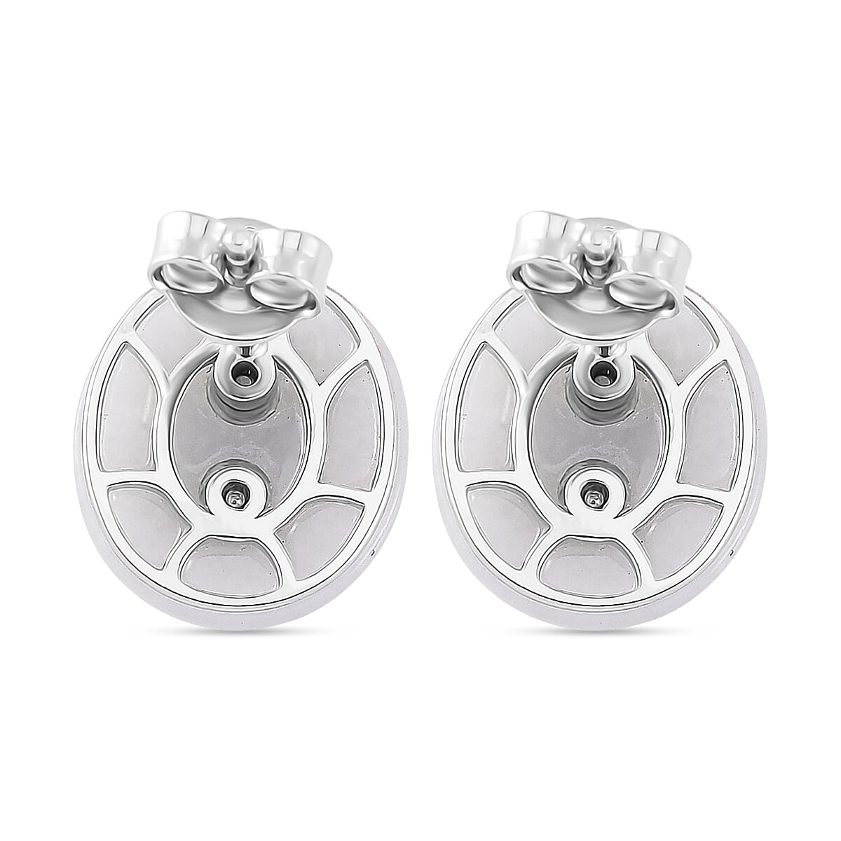 White Jade, Kyanite & White Zircon Stud Push Post Earring in Rhodium Overlay Sterling Silver 8.73 Ct.