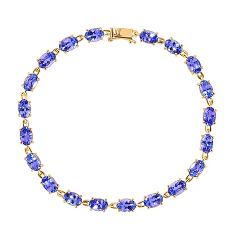 9K Yellow Gold AAA Tanzanite Fancy Bracelet (Size - 7.5), Gold Wt.3.24 Gms  10.080  Ct.