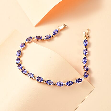 9K Yellow Gold AAA Tanzanite Fancy Bracelet (Size - 7.5), Gold Wt.3.24 Gms  10.080  Ct.