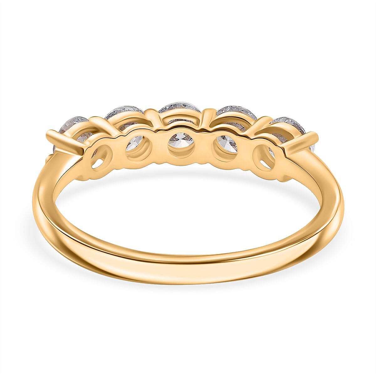 Luxuriant Diamond 9K Yellow Gold SGL Certified Lab Grown Diamond (VS-G-H) 5 Stone Ring 1.00 Ct.