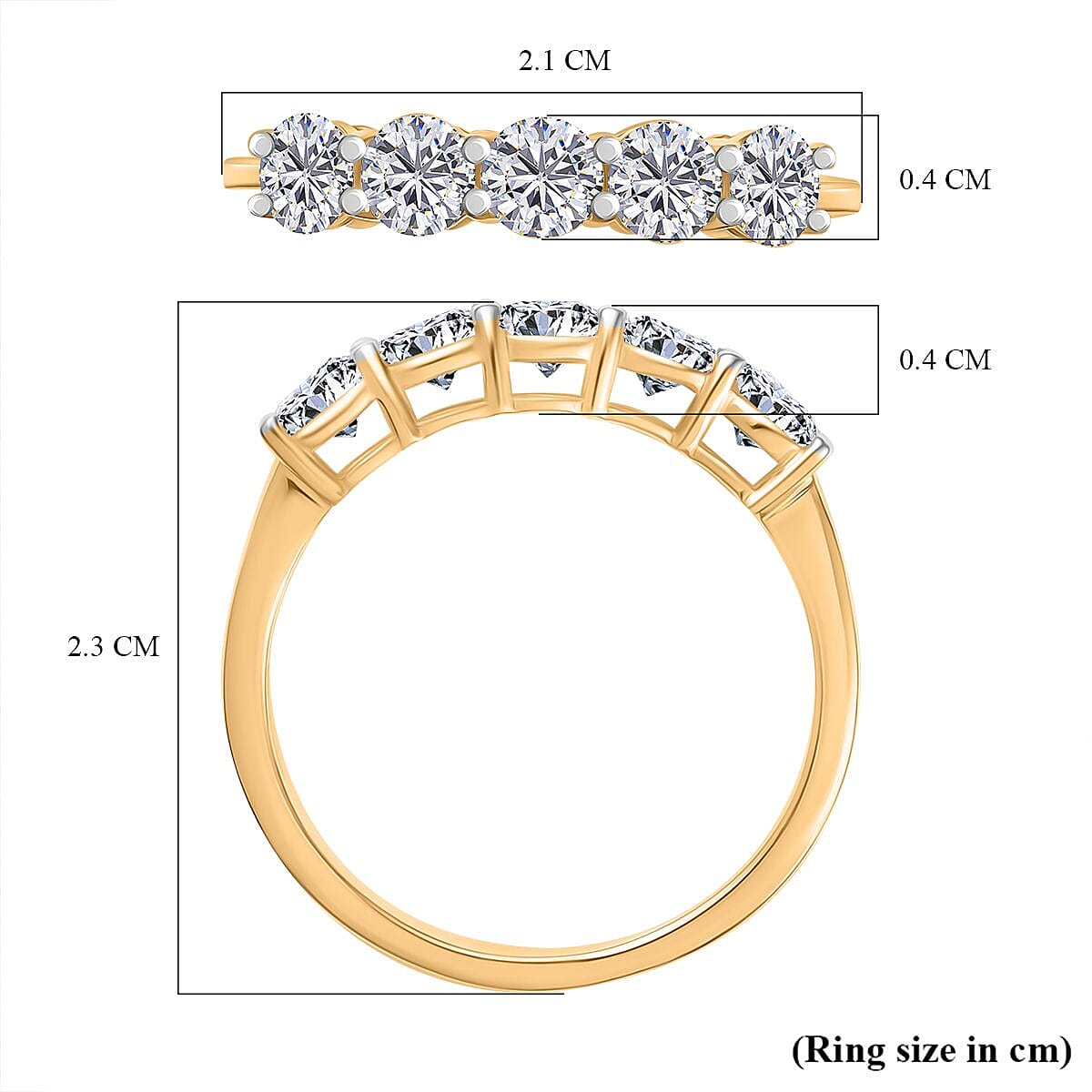 Luxuriant Diamond 9K Yellow Gold SGL Certified Lab Grown Diamond (VS-G-H) 5 Stone Ring 1.00 Ct.