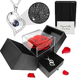 Eternal Rose with I LOVE YOU Heart Necklace in Gift Box - Blue