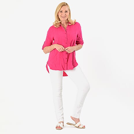 Button Down Classic V-Neck Shirt (Size 8) - Pink
