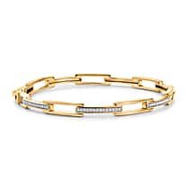 LUXURIANT Lab Grown Diamond Openable Link Bangle (Size - 7.5) in 18K Vermeil Yellow Gold Over Sterling Silver (SI-G/H)