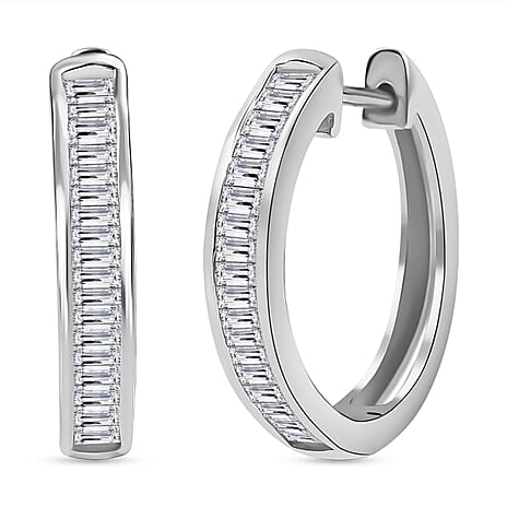 Luxuriant Diamond Lab Grown Diamond (SI-G-H) Full Hoop Earring in Rhodium Overlay Sterling Silver 1.00 Ct.
