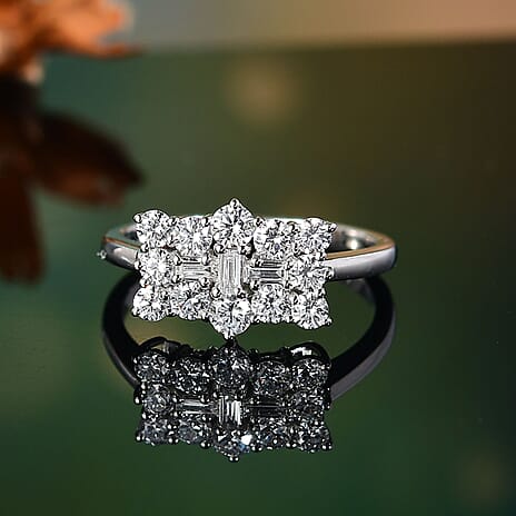 Luxuriant Diamond 950 Platinum SGL Certified (VS-EF) Lab Grown Diamond Boat Ring 1.00 Ct. Platinum Wt 4.50 Gms
