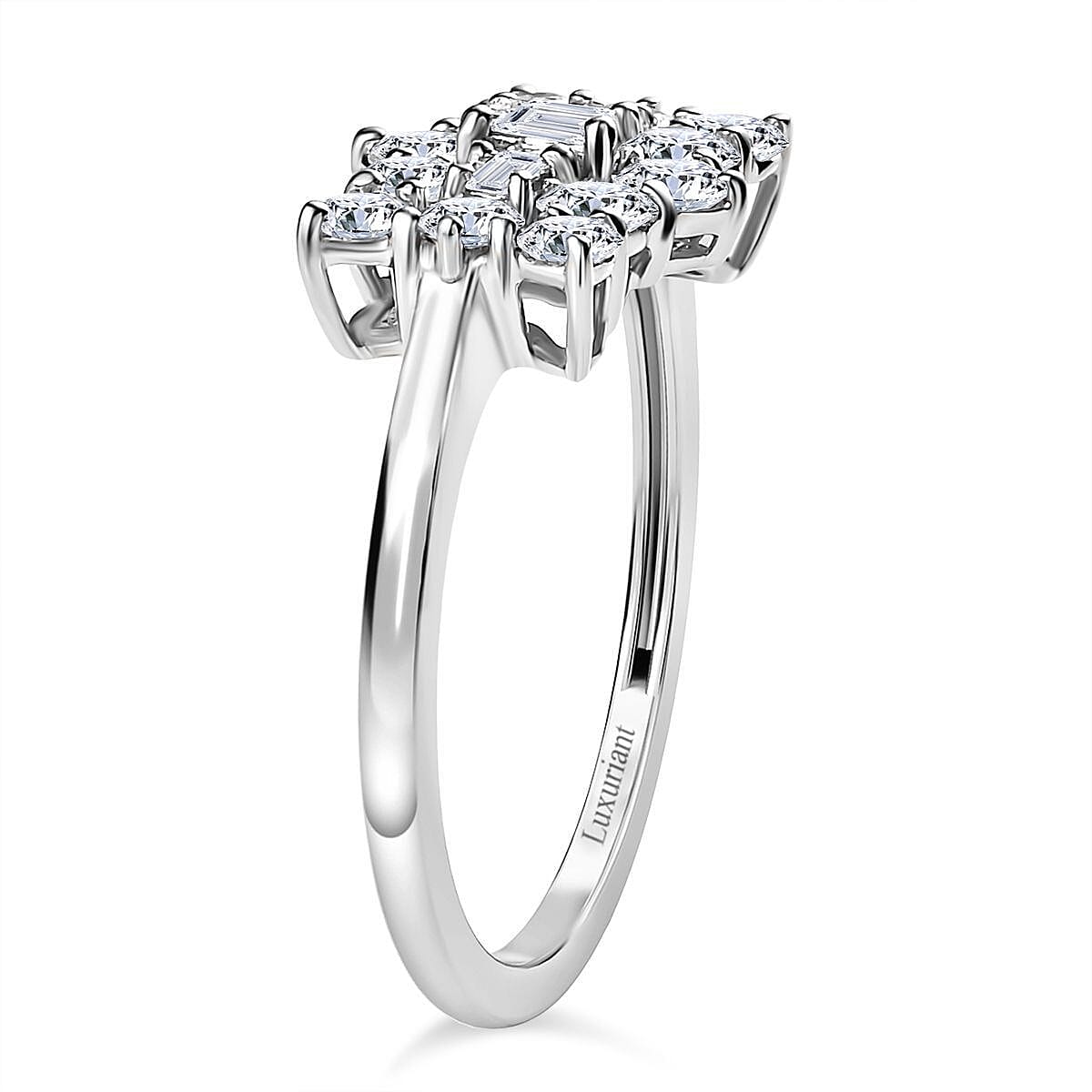 Luxuriant 950 Platinum SGL Certified (VS-EF) Lab Grown Diamond Boat Ring 1.00 Ct, Platinum Wt 4.41 Gms