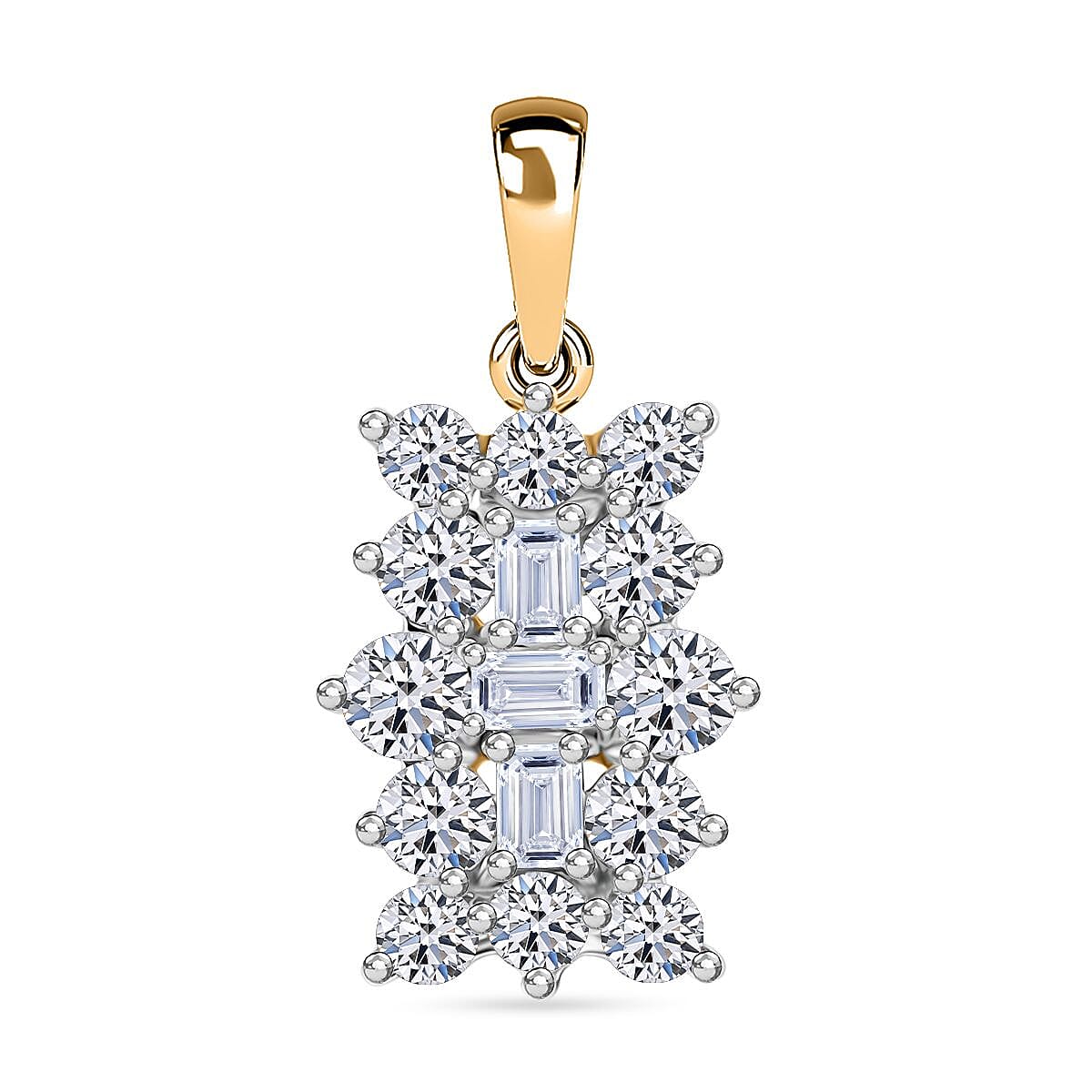 Luxuriant Diamond 9K Yellow Gold SGL Certified Lab Grown Diamond (VS-G-H) Cluster Boat Pendant 1.00 Ct.