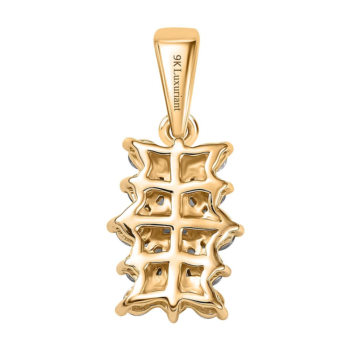 Luxuriant Diamond 9K Yellow Gold SGL Certified Lab Grown Diamond (VS-G-H) Cluster Boat Pendant 1.00 Ct.