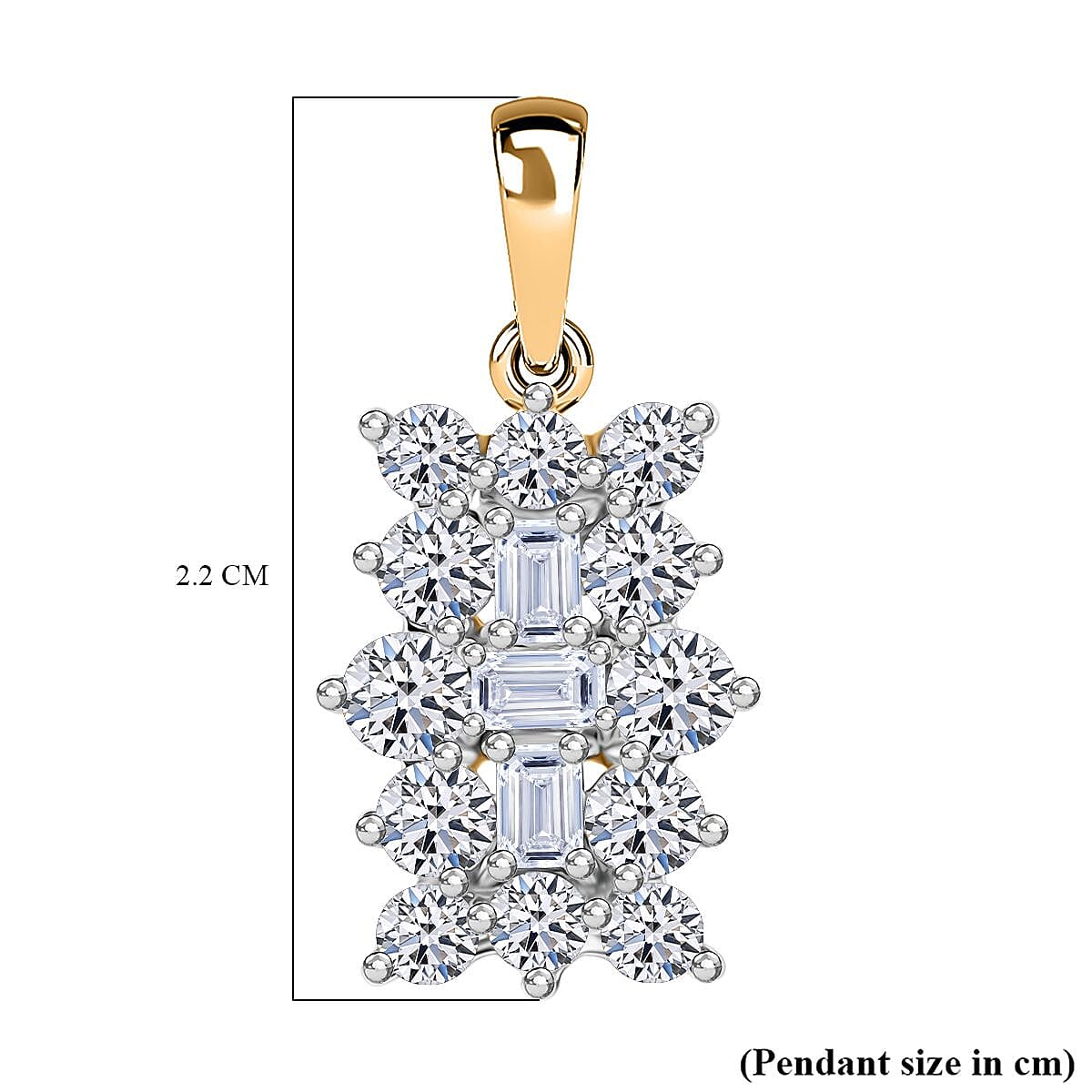 Luxuriant Diamond 9K Yellow Gold SGL Certified Lab Grown Diamond (VS-G-H) Cluster Boat Pendant 1.00 Ct.