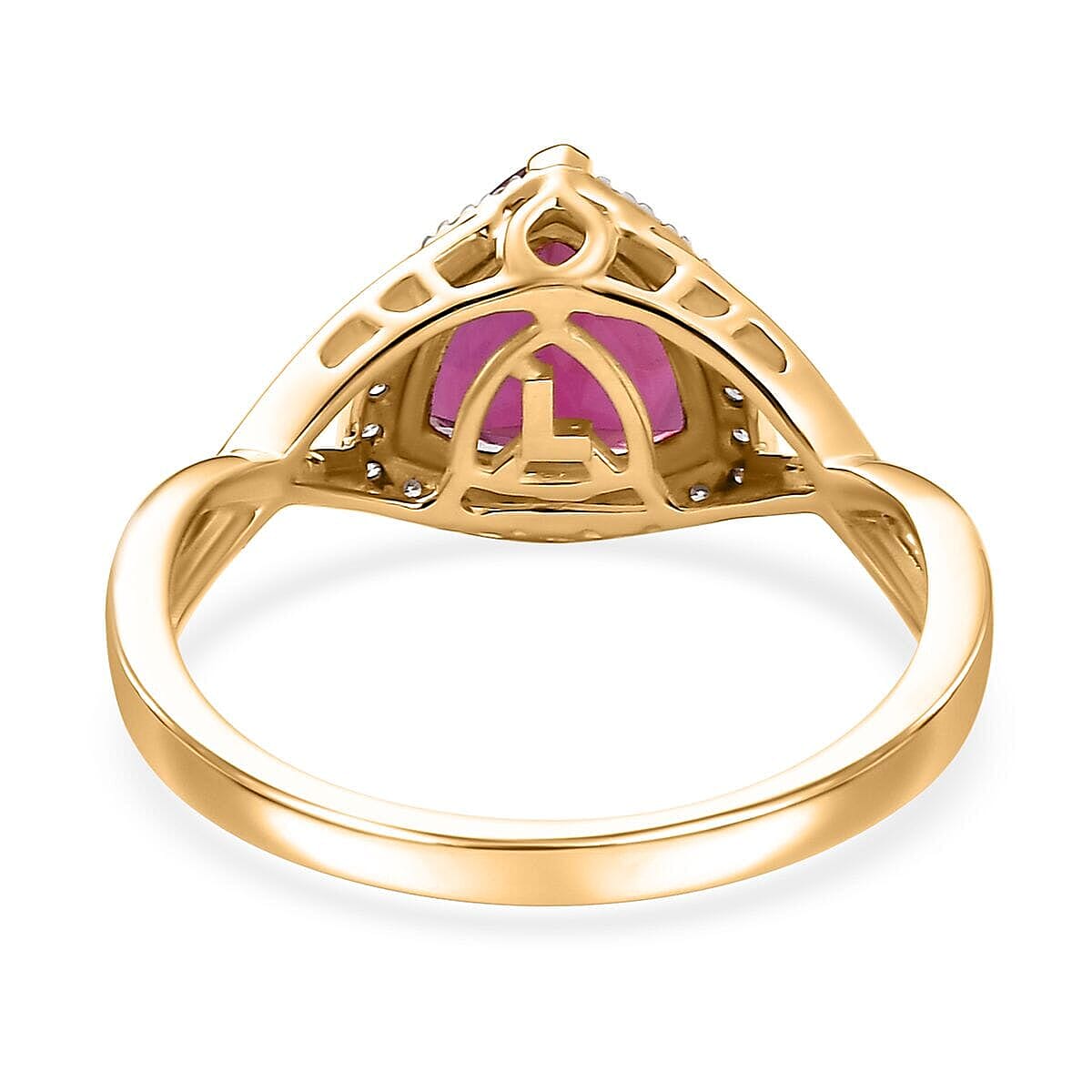 Luxuriant 10K Yellow Gold AAA Lab Grown Bixbite & Lab Grown Diamond (VS-EF) AGI Certified Ring 2.28 Ct. Luxuriant 10K Yellow Gold AAA Lab Grown Bixbite & Lab Grown Diamond (VS-EF) AGI Certified Ring 2.28 Ct.