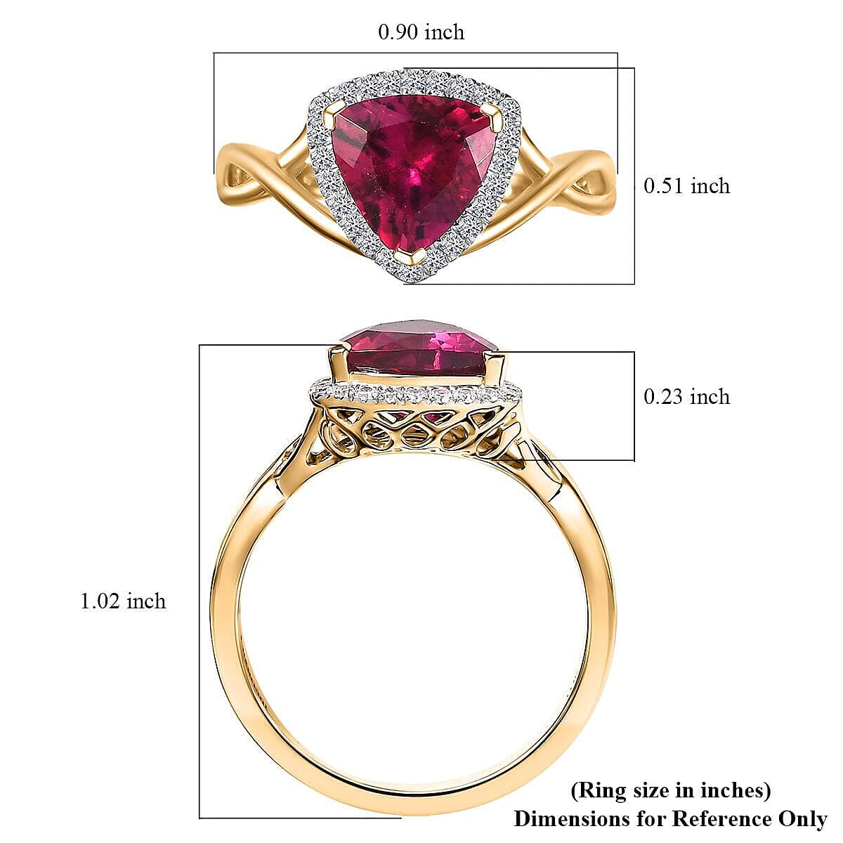 Luxuriant 10K Yellow Gold AAA Lab Grown Bixbite & Lab Grown Diamond (VS-EF) AGI Certified Ring 2.28 Ct. Luxuriant 10K Yellow Gold AAA Lab Grown Bixbite & Lab Grown Diamond (VS-EF) AGI Certified Ring 2.28 Ct.