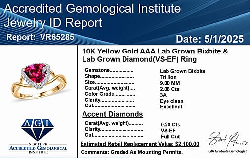 10K Yellow Gold AAA Lab Grown Bixbite, Lab Grown Diamond VS-EF Solitaire Ring, Gold Wt.2.84 Gms  2.281  Ct.