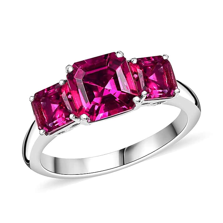 Appraised & Certified LUXURIANT 10K White Gold AAA Lab Grown Bixbite Solitaire Ring, 2.60 Ct.