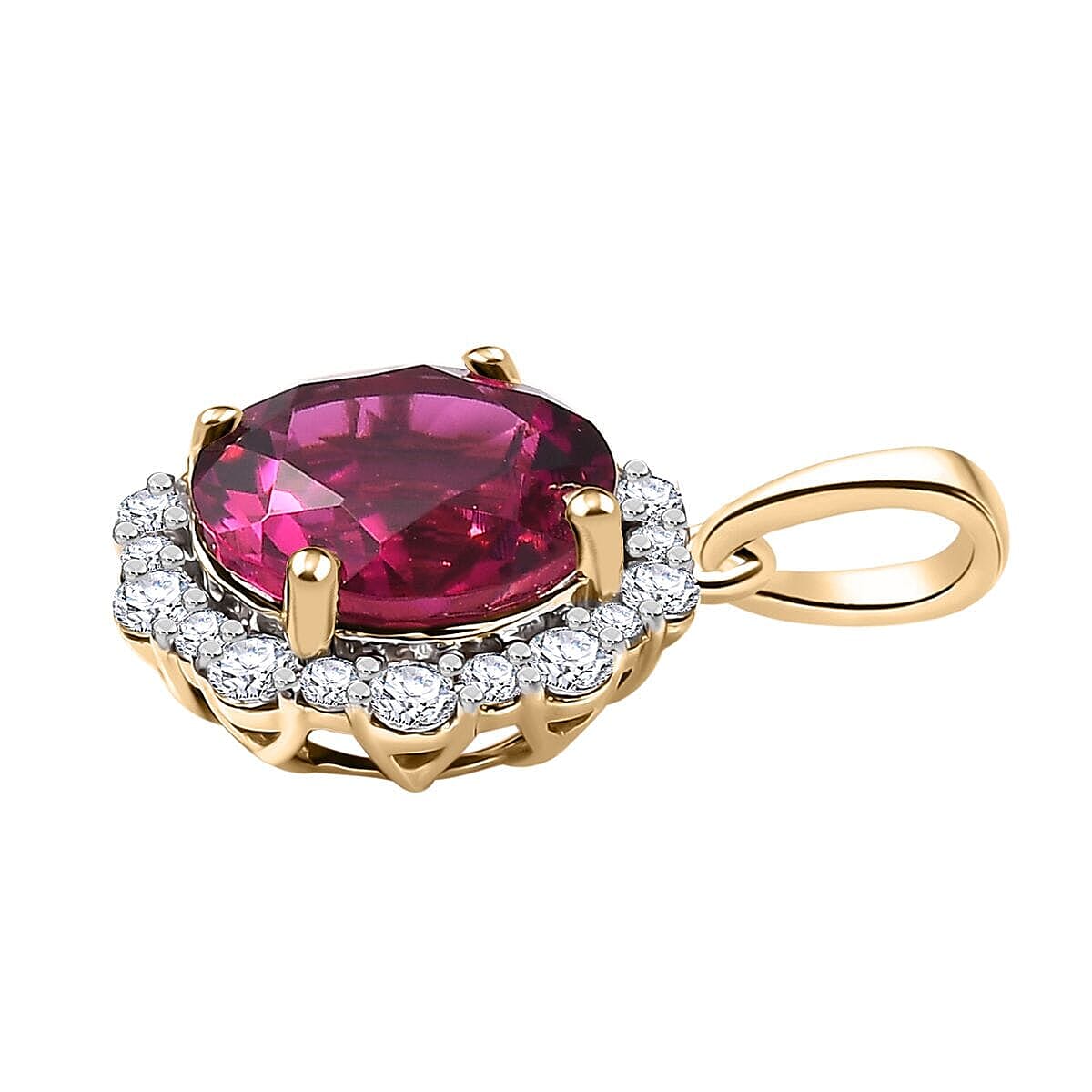 10K Yellow Gold AAA Lab Grown Bixbite, Lab Grown Diamond VS-EF Solitaire Pendant, Gold Wt.1.62 Gms  3.512  Ct.