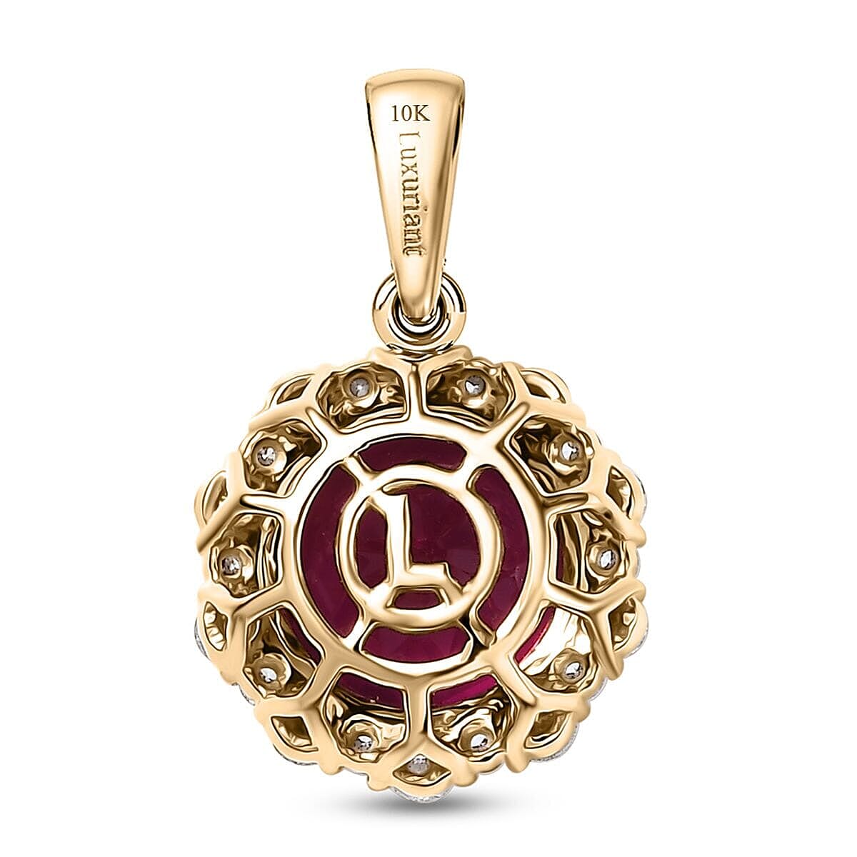 10K Yellow Gold AAA Lab Grown Bixbite, Lab Grown Diamond VS-EF Solitaire Pendant, Gold Wt.1.62 Gms  3.512  Ct.