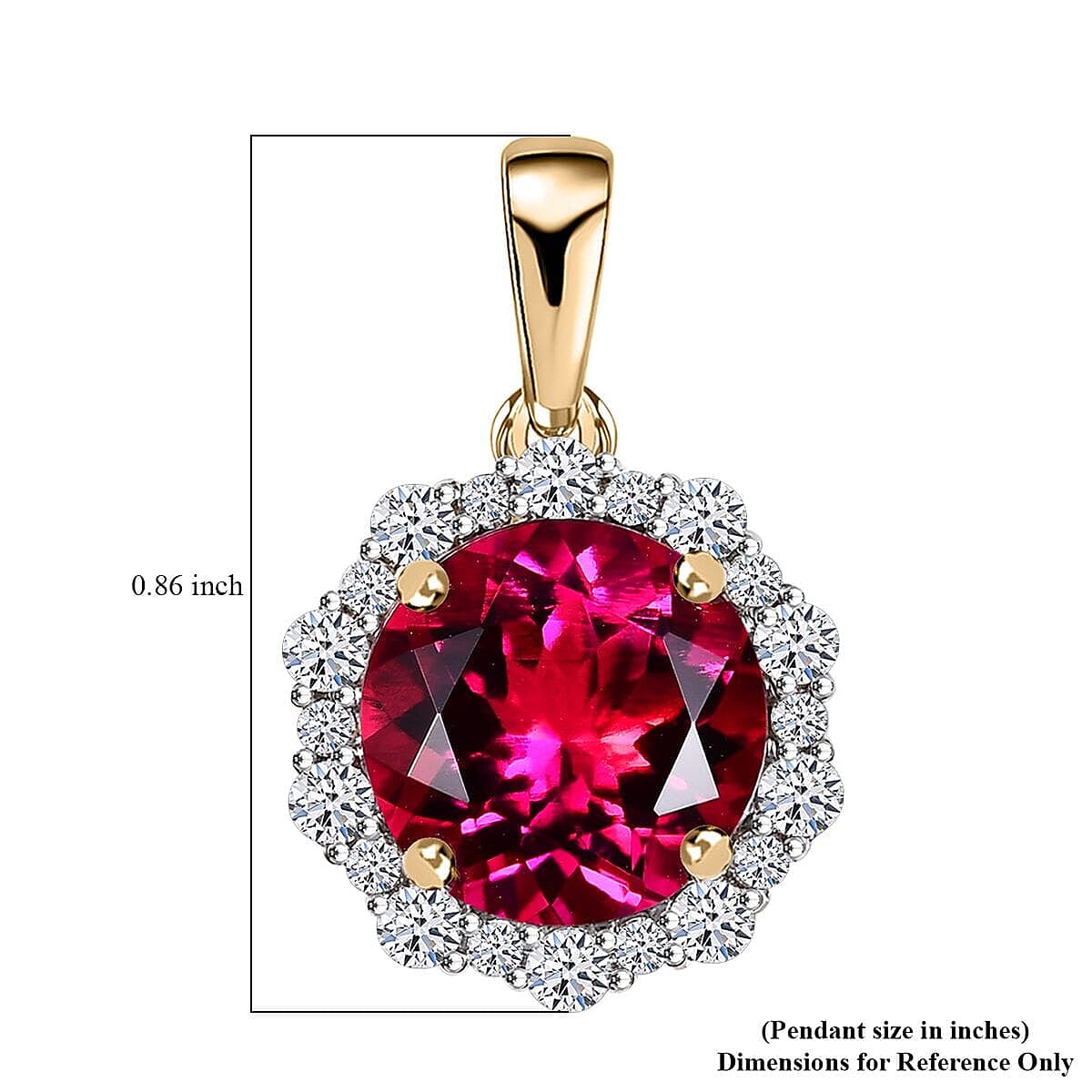 10K Yellow Gold AAA Lab Grown Bixbite, Lab Grown Diamond VS-EF Solitaire Pendant, Gold Wt.1.62 Gms  3.512  Ct.
