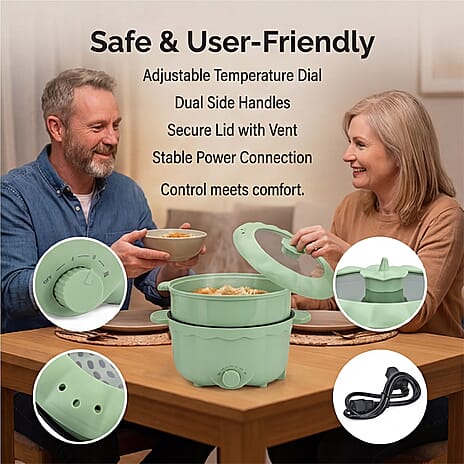 Bliss - Beyond Electric Hot Pot, Frying, Stewing, And Stir-Fry Functions, Adjustable Temperature (2.5 Liters) - Light Green