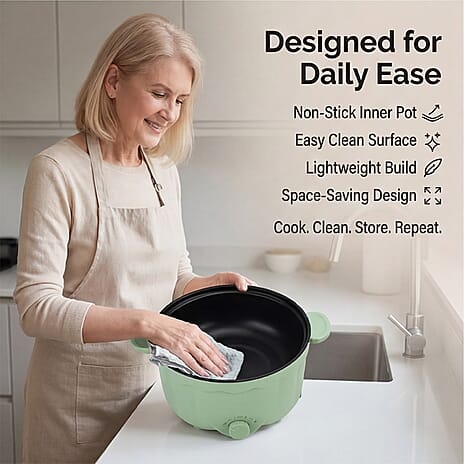 Bliss - Beyond Electric Hot Pot, Frying, Stewing, And Stir-Fry Functions, Adjustable Temperature (2.5 Liters) - Light Green