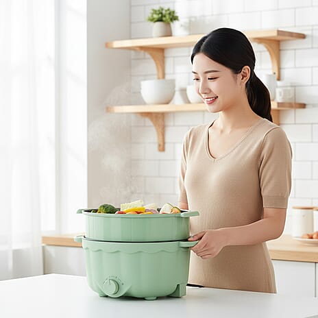 KITCHEN GADGET OF THE YEAR - Bliss - Beyond Electric Hot Pot, Frying, Stewing, And Stir-Fry Functions, Adjustable Temperature (2.5 Liters) - Light Green