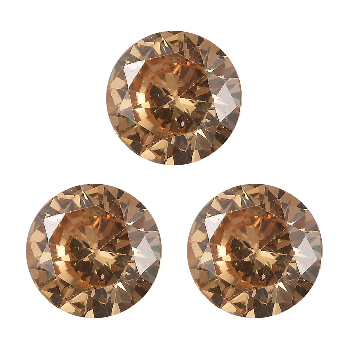 Champagne Cubic Zirconia Round Shape Gemstone 4.22 Ct.