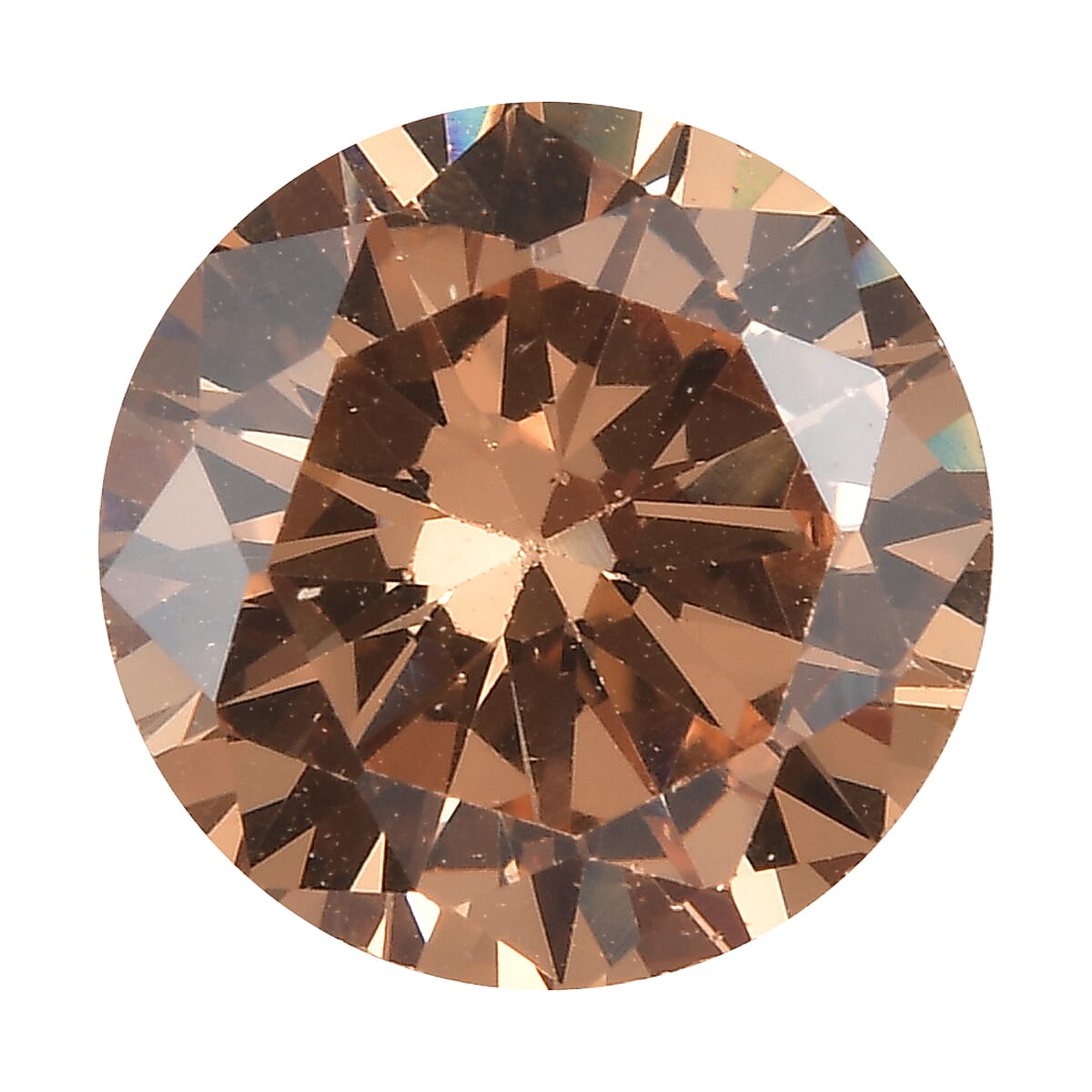 Champagne Cubic Zirconia Round Shape Gemstone 3.12 Ct.