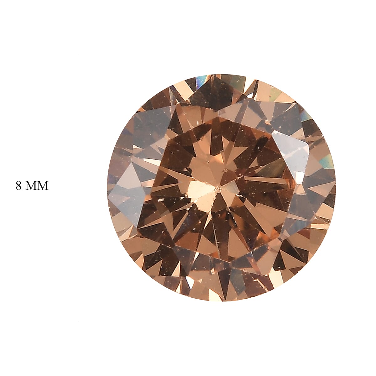 Champagne Cubic Zirconia Round Shape Gemstone 3.12 Ct.