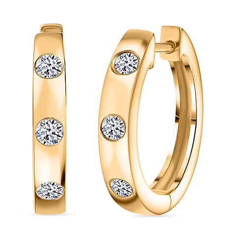 Luxuriant Diamond Lab Grown Diamond (SI-G-H) Hoop Earrings in 18K Vermeil Yellow Gold Plated Sterling Silver 0.33 Ct.