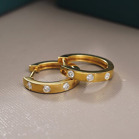 Luxuriant Diamond Lab Grown Diamond (SI-G-H) Hoop Earrings in 18K Vermeil Yellow Gold Plated Sterling Silver 0.33 Ct.