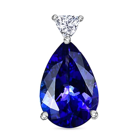 RHAPSODY 950 Platinum AAAA Tanzanite & White Diamond (VS-E-F) Solitaire Pendant 3.11 Ct.