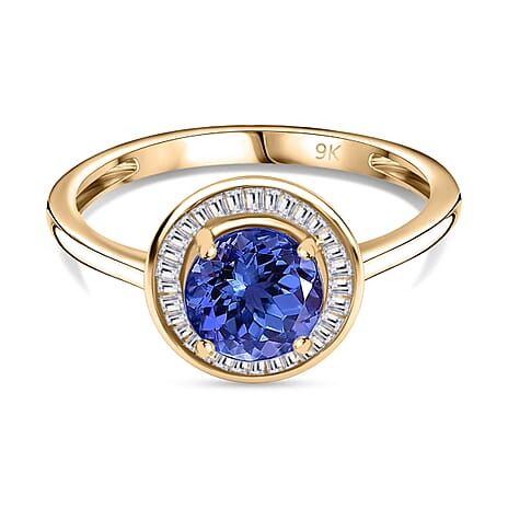 9K Yellow Gold AA Tanzanite, White Diamond Solitaire Ring, Gold Wt.2.1 Gms  1.493  Ct.